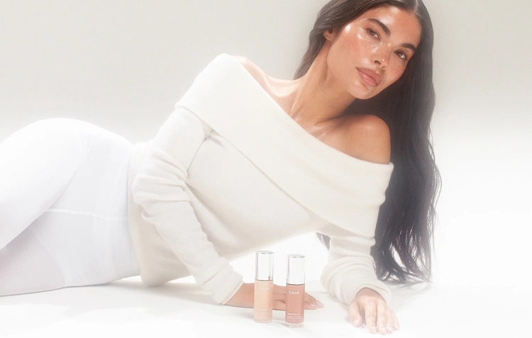 Woman wearing Wake me up complexion enhancer